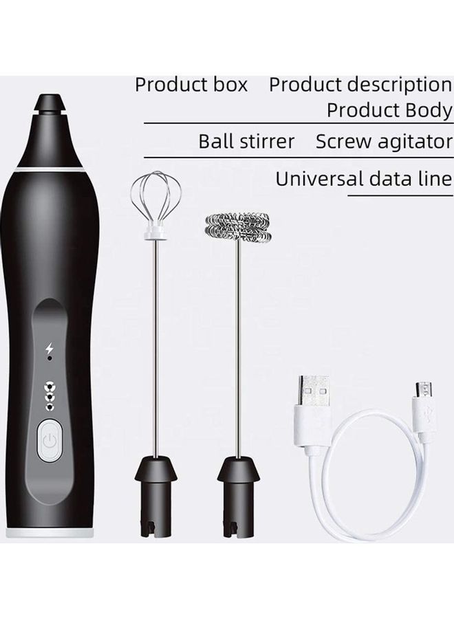 XiuWoo Electric Milk Frother Maker With Whisk Set Black/Silver - Image 1