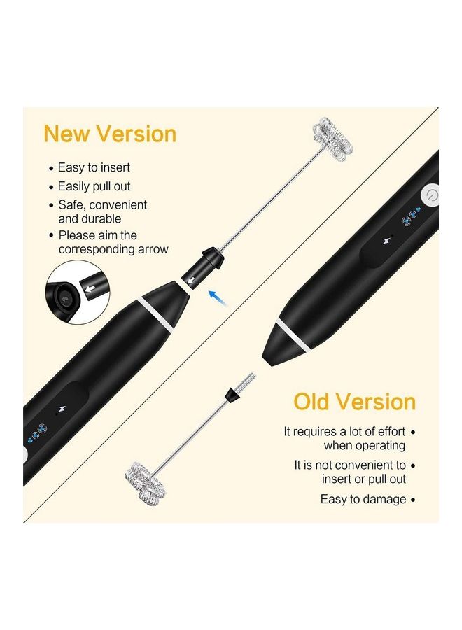 XiuWoo Electric Milk Frother Maker With Whisk Set Black/Silver - Image 2