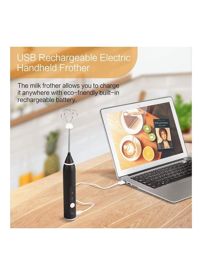 XiuWoo Electric Milk Frother Maker With Whisk Set Black/Silver - Image 4