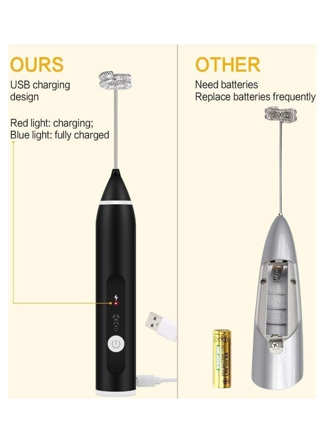 XiuWoo Electric Milk Frother Maker With Whisk Set Black/Silver - Image 2