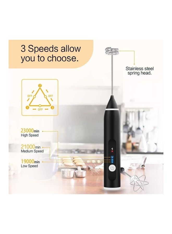 XiuWoo Electric Milk Frother Maker With Whisk Set Black/Silver - Image 5