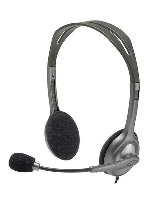 H110 Head-mounted Stereo Headset With Adjustable Noise Reduction Microphone Grey