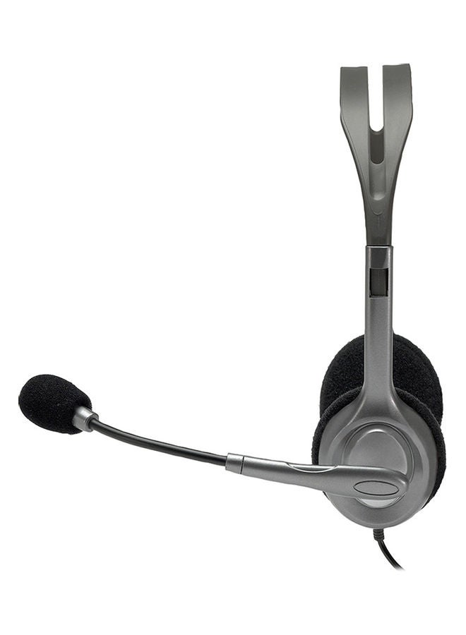 Logitech - H110 Head-mounted Stereo Headset With Adjustable Noise Reduction Microphone Grey - Image 1