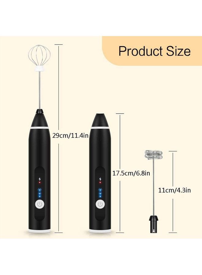 XiuWoo Electric Milk Frother Maker With Whisk Set Black/Silver - Image 2