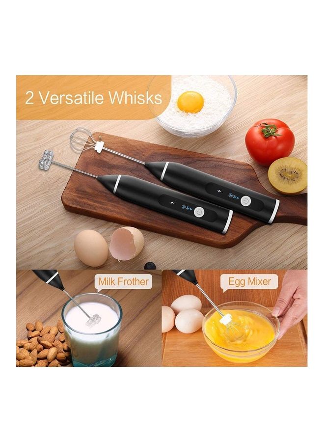 XiuWoo Electric Milk Frother Maker With Whisk Set Black/Silver - Image 3