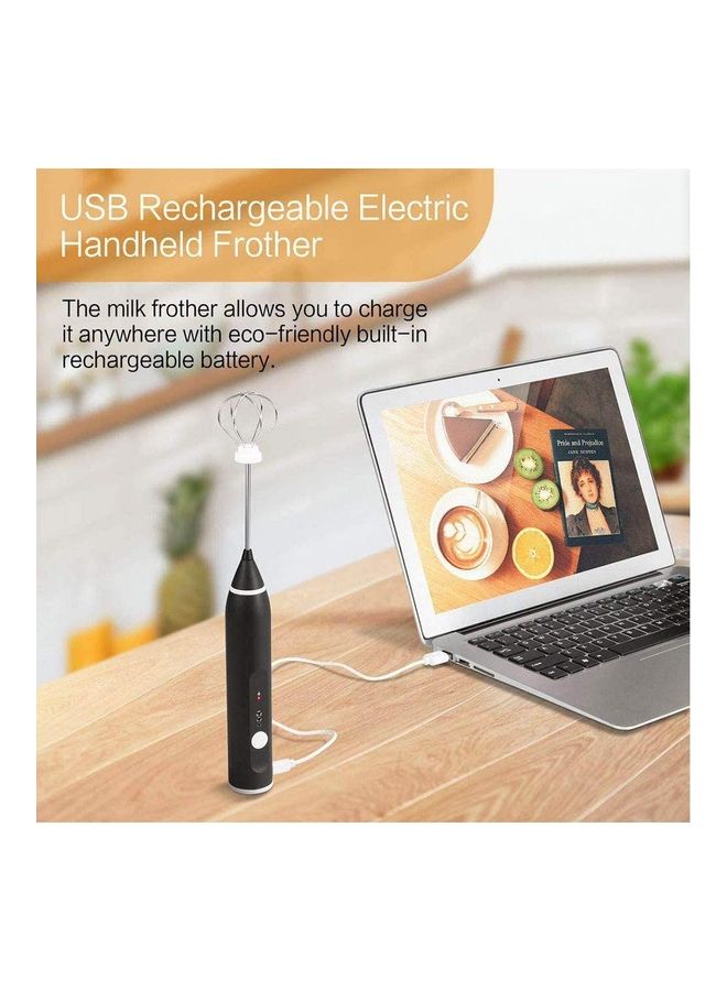 XiuWoo Electric Milk Frother Maker With Whisk Set Black/Silver - Image 5