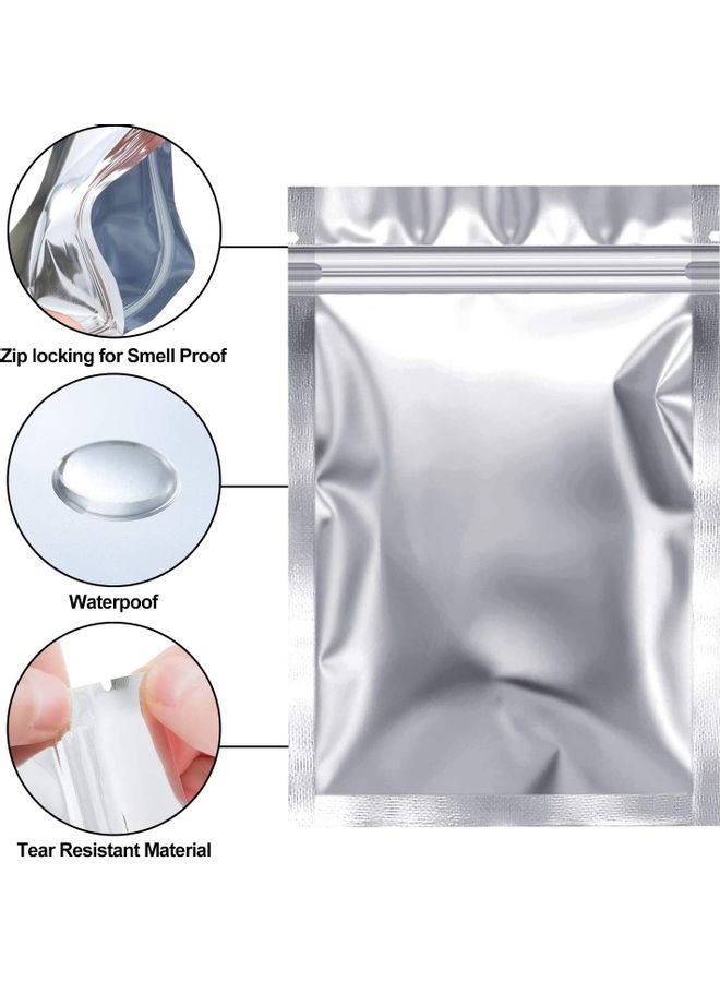 XiuWoo 50-Piece Resealable Foil Pouch Set Silver 6x4inch  - Image 1