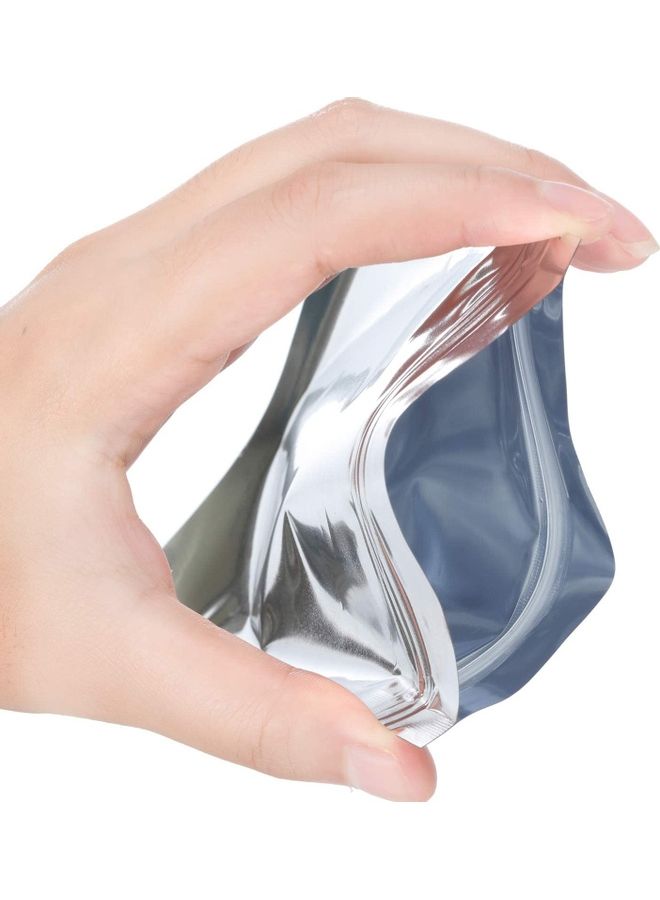 XiuWoo 50-Piece Resealable Foil Pouch Set Silver 6x4inch  - Image 4