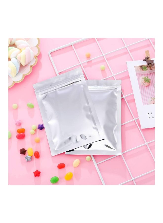 XiuWoo 50-Piece Resealable Foil Pouch Set Silver 6x4inch  - Image 5