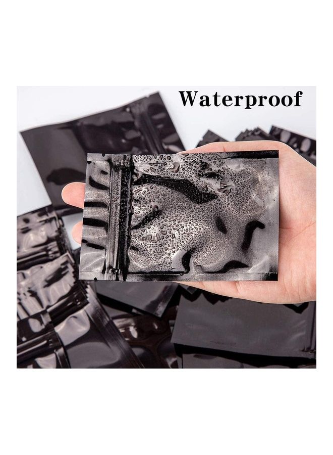 XiuWoo 100-Piece Resealable Smell-Proof Foil Pouch Black 10x15cm  - Image 3