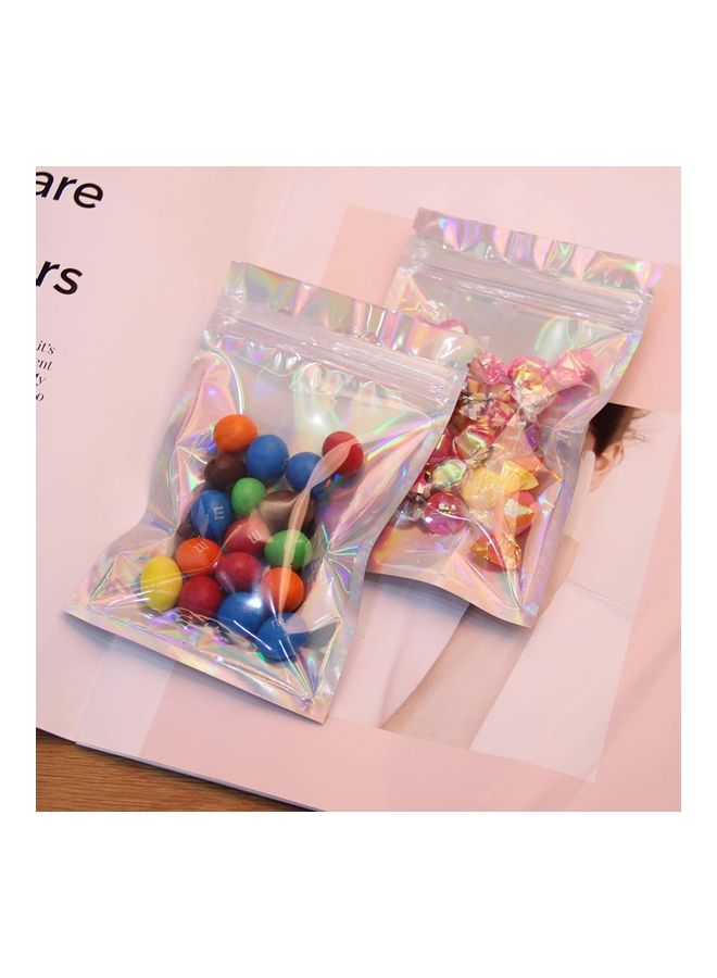 XiuWoo 50-Piece Resealable Foil Pouch Set Clear/Silver/Blue 6x10cm  - Image 2