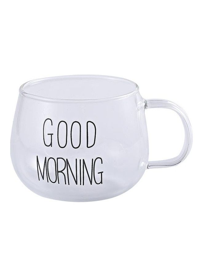 East Lady Good Morning Print Coffee Tea Cup Clear  - Image 1