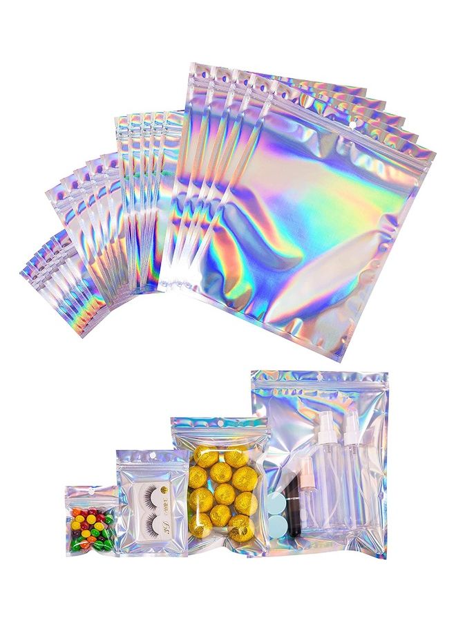XiuWoo 100-Piece Laser Foil Storage Pouch Seal Bag Set Clear/Silver/Blue 8x10cm - Image 1