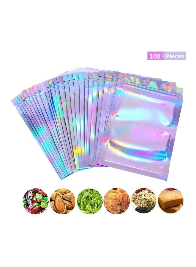 XiuWoo 100-Piece Laser Foil Storage Pouch Seal Bag Set Clear/Silver/Blue 18x26cm - Image 1