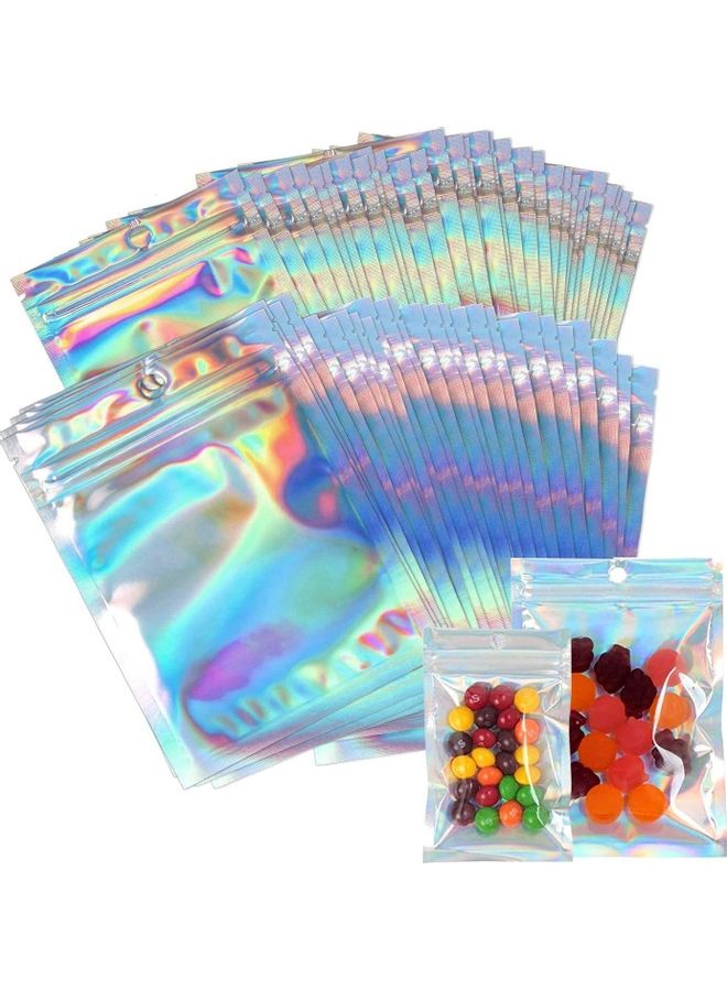 XiuWoo 100-Piece Smell Proof Bag Set Clear/Silver/Pink 6x4inch - Image 1