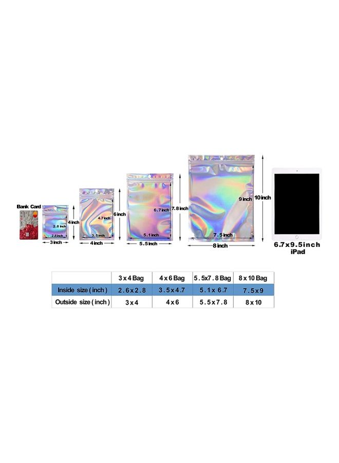 XiuWoo 100-Piece Laser Foil Storage Pouch Seal Bag Set Clear/Silver/Blue 8x10inch  - Image 2