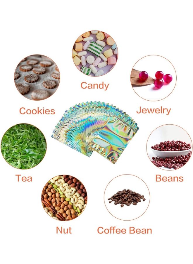 XiuWoo 100-Piece Laser Foil Storage Pouch Seal Bag Set Clear/Silver/Blue 18x26cm - Image 2