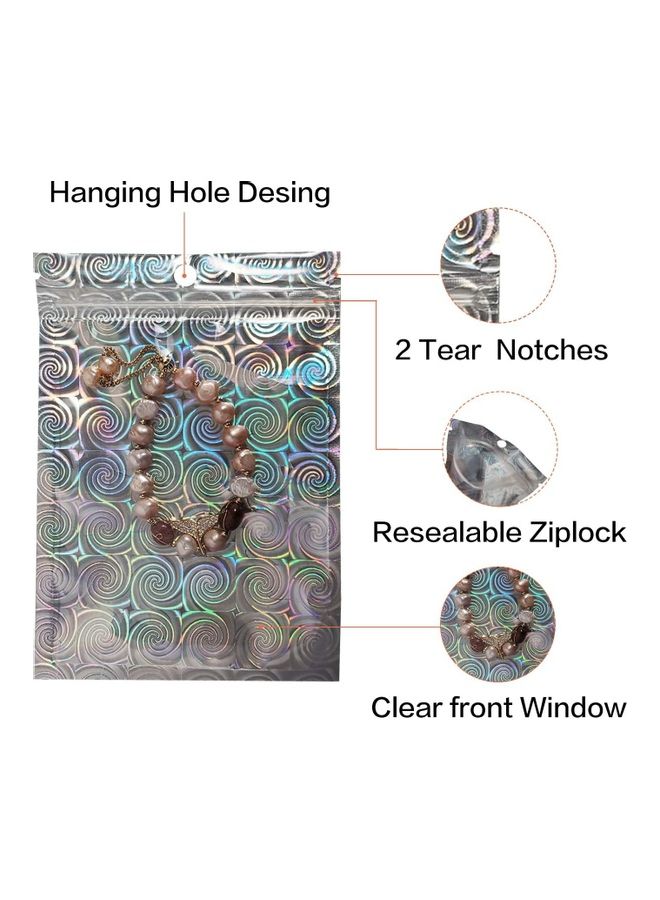 XiuWoo 100-Piece Laser Foil Storage Pouch Seal Bag Set Clear/Blue/Silver 10x15cm - Image 1