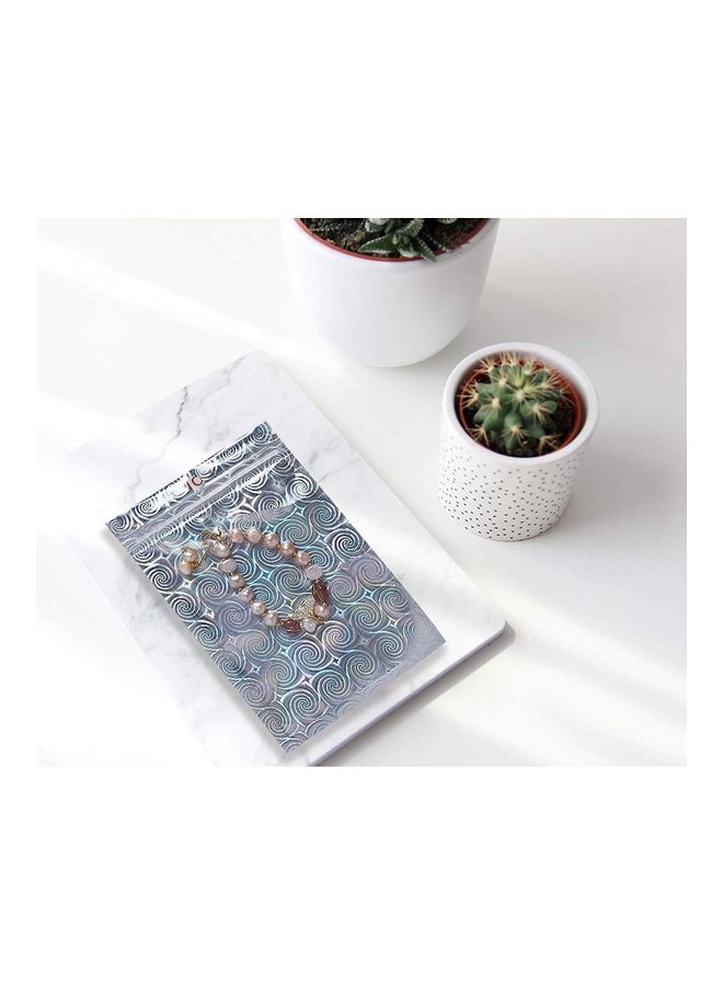 XiuWoo 100-Piece Laser Foil Storage Pouch Seal Bag Set Clear/Blue/Silver 10x15cm - Image 2