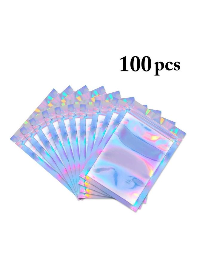XiuWoo 100-Piece Laser Foil Storage Pouch Seal Bag Set Clear/Silver/Blue 12x20cm