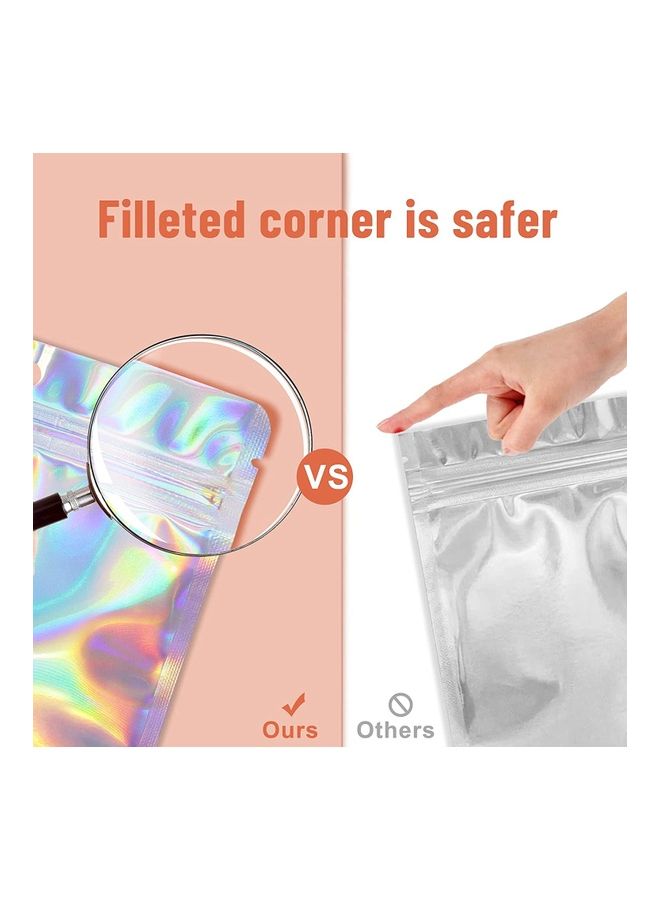 XiuWoo 50-Piece Resealable Foil Pouch Set Clear/Silver/Blue 3x4inch  - Image 4