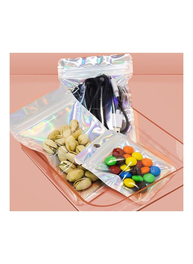 XiuWoo 50-Piece Resealable Foil Pouch Set Clear/Silver/Blue 3x4inch  - Image 5