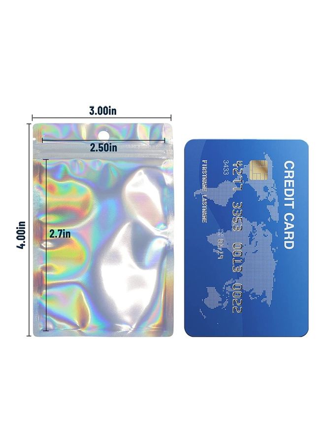 XiuWoo 50-Piece Resealable Foil Pouch Set Clear/Silver/Blue 3x4inch  - Image 2