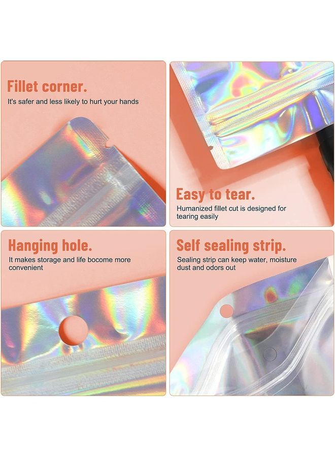 XiuWoo 50-Piece Resealable Foil Pouch Set Clear/Silver/Blue 3x4inch  - Image 3