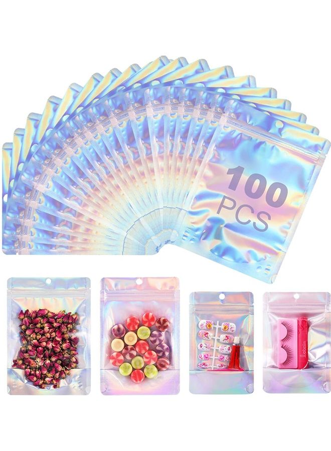 XiuWoo 100-Piece Resealable Smell Proof Bag Set Clear/Silver/Blue 6.73x4.49inch  - Image 1