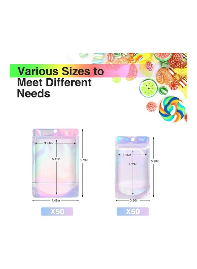 XiuWoo 100-Piece Resealable Smell Proof Bag Set Clear/Silver/Blue 6.73x4.49inch  - Image 2