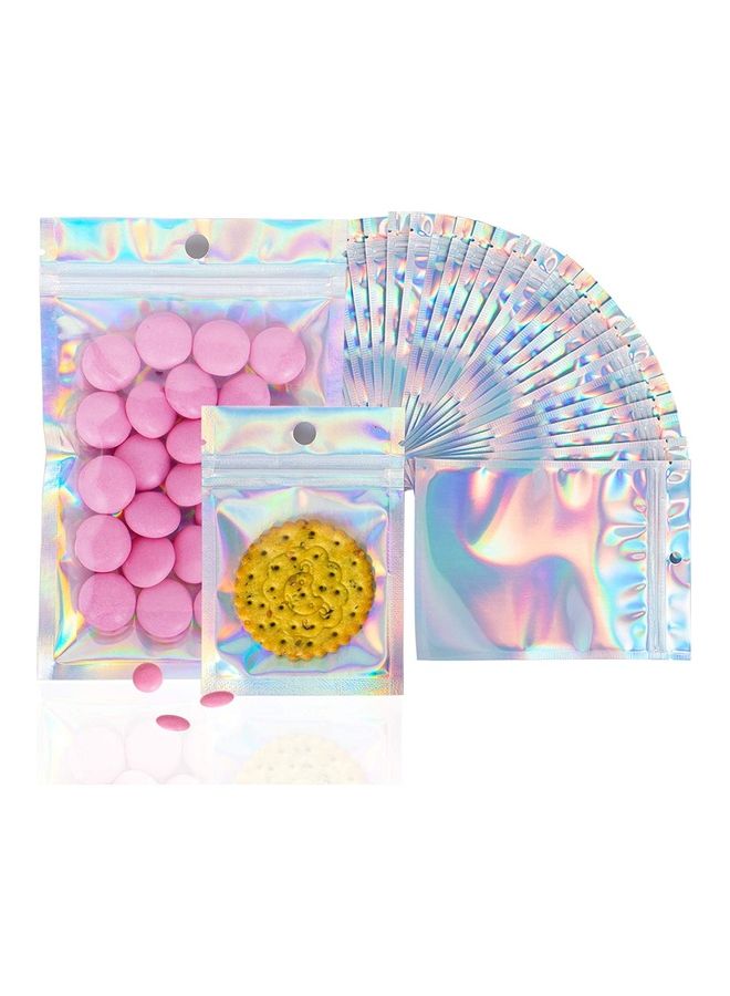 XiuWoo 100-Piece Laser Foil Storage Pouch Seal Bag Set Clear/Silver/Blue 4x6inch - Image 1