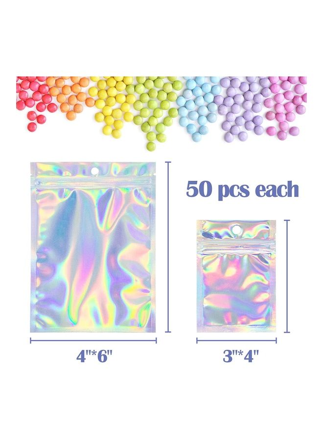 XiuWoo 100-Piece Laser Foil Storage Pouch Seal Bag Set Clear/Silver/Blue 4x6inch - Image 2