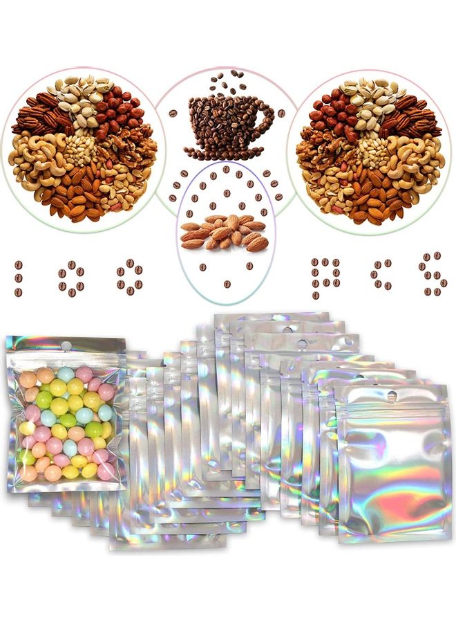 XiuWoo 100-Piece Laser Foil Storage Pouch Seal Bag Set Clear/Silver/Blue 15x23cm