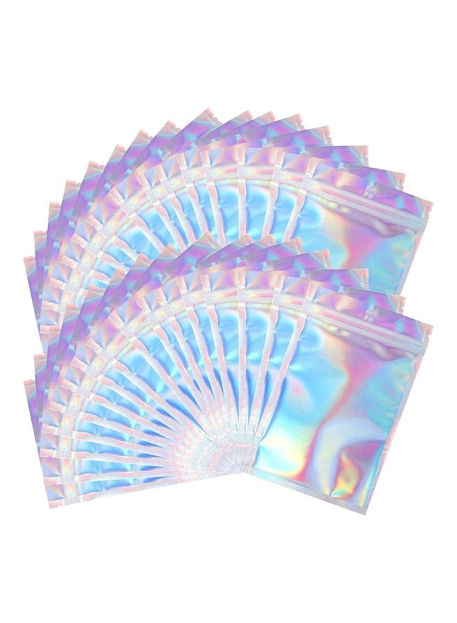 XiuWoo 100-Piece Laser Foil Storage Pouch Seal Bag Set Clear/Silver/Purple 10x18cm