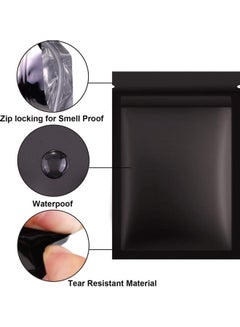 XiuWoo 100-Piece Resealable Smell-Proof Foil Pouch Black 10x15cm  - Image 5