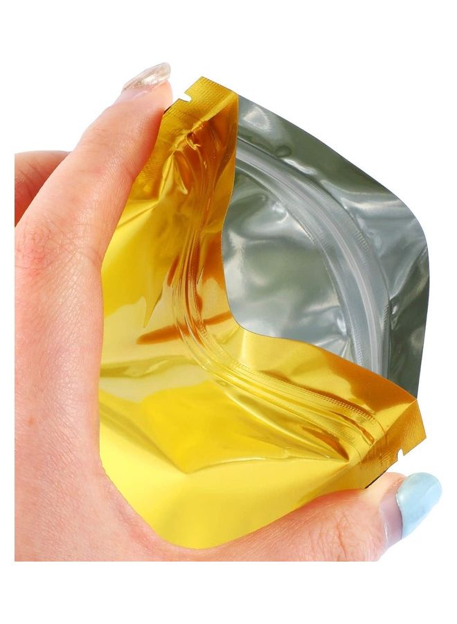 XiuWoo 100-Piece Resealable Smell-Proof Foil Pouch Yellow 10x15cm  - Image 4