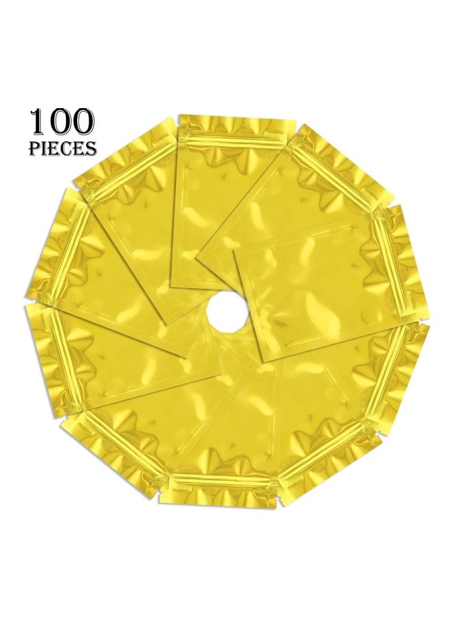 XiuWoo 100-Piece Resealable Smell-Proof Foil Pouch Yellow 10x15cm  - Image 5