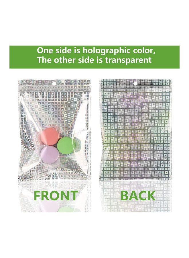 XiuWoo 100-Piece Laser Foil Storage Pouch Seal Bag Set Clear/Silver/Pink 18x26cm - Image 2