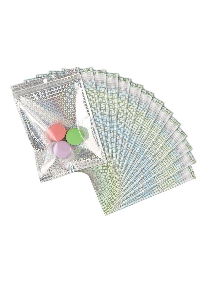 XiuWoo 100-Piece Laser Foil Storage Pouch Seal Bag Set Clear/Silver/Pink 18x26cm - Image 1