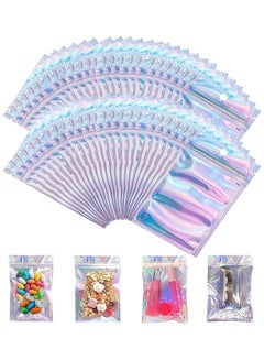 XiuWoo 100-Piece Laser Foil Seal Bag Set Clear/Silver/Pink 6x10cm 