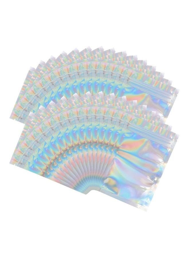 XiuWoo 100-Piece Resealable Smell-Proof Foil Pouch Silver 10x18cm  - Image 1