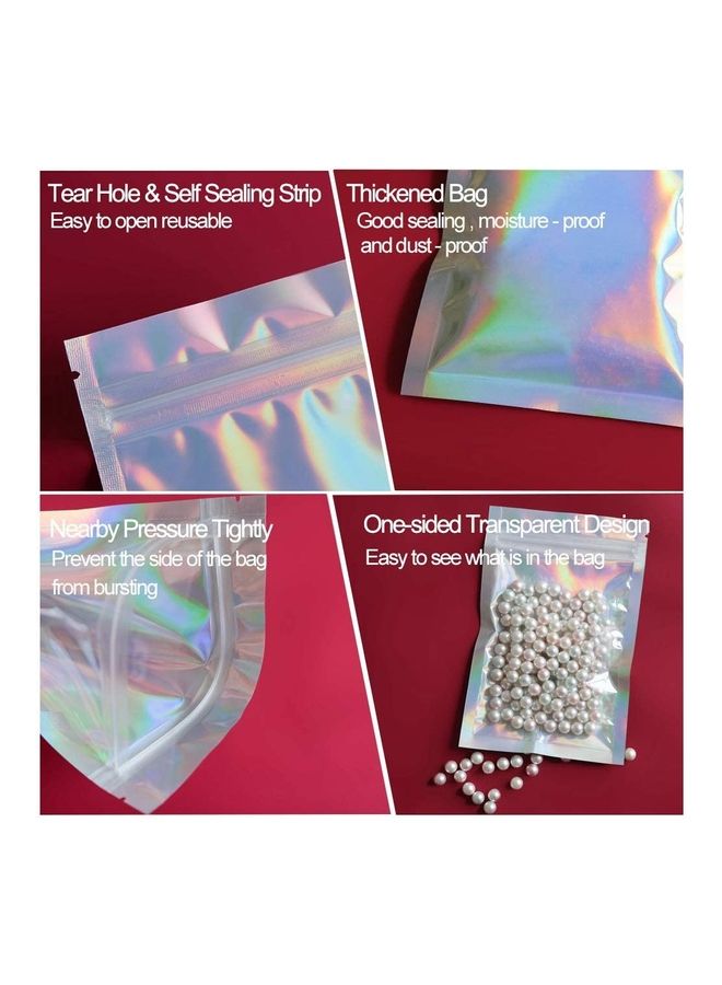 XiuWoo 100-Piece Resealable Smell-Proof Foil Pouch Silver 10x18cm  - Image 2