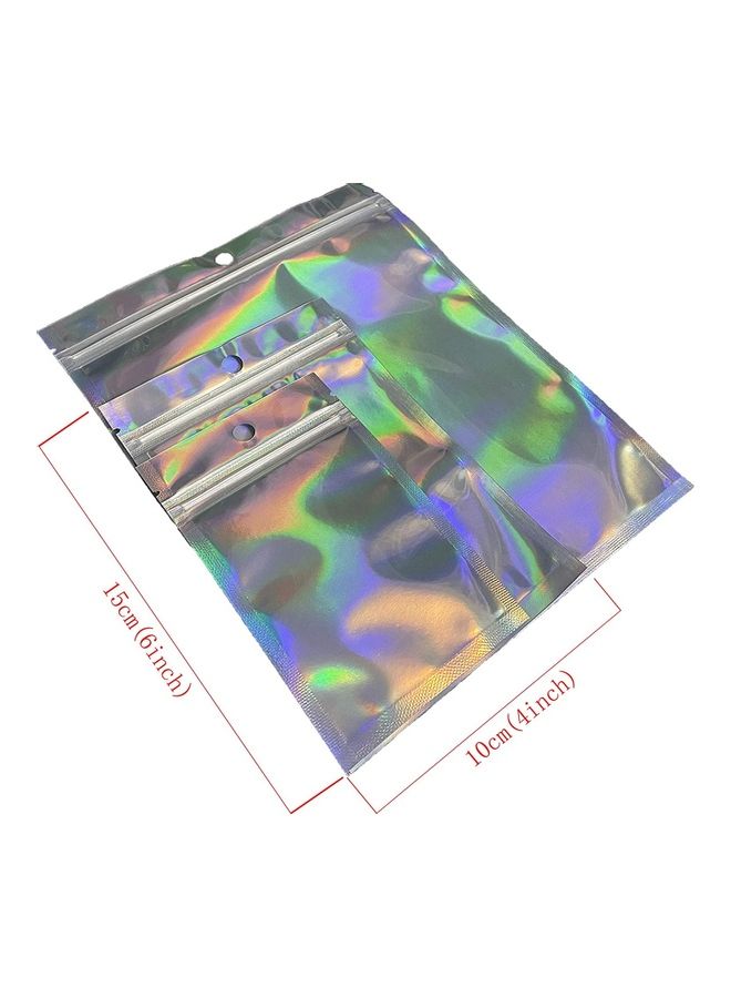 XiuWoo 50-Piece Resealable Foil Pouch Set Clear/Silver/Purple 14x20cm - Image 2