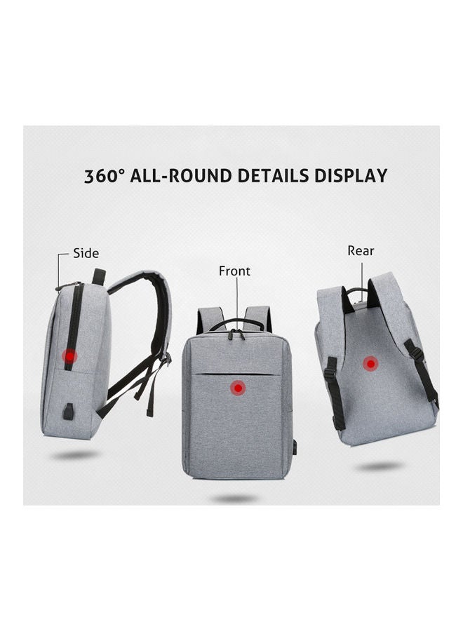 15 Inch Laptop Backpack With USB Charging Port Grey - Image 3