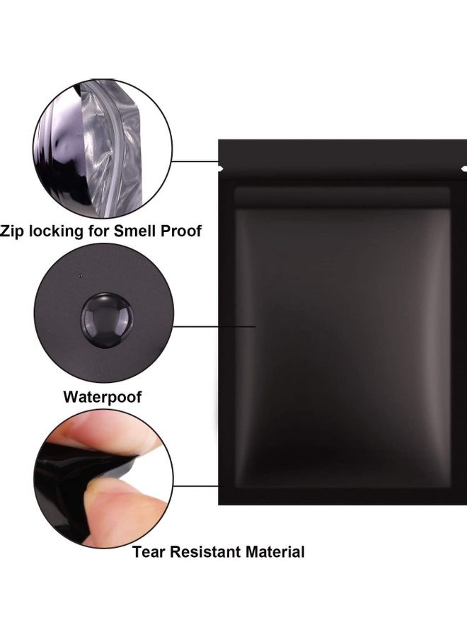 XiuWoo - 100-Piece Resealable Smell-Proof Foil Pouch Black 10x15cm - Image 1