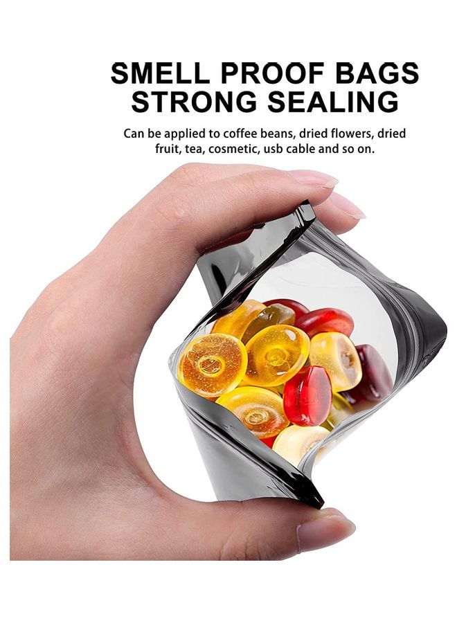 50-Piece Resealable Foil Pouch Set Black 10x15cm