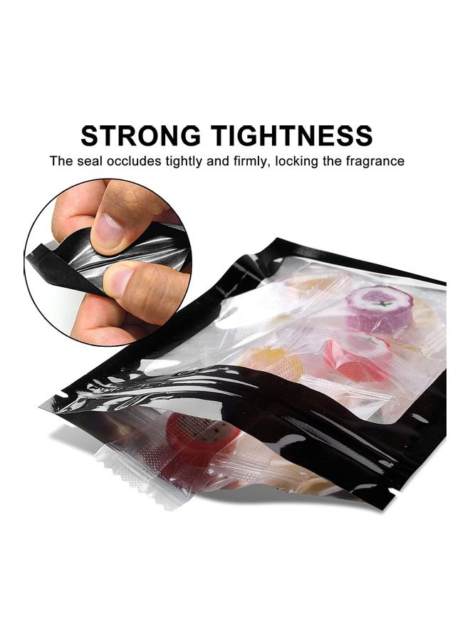 50-Piece Resealable Foil Pouch Set Black 10x15cm