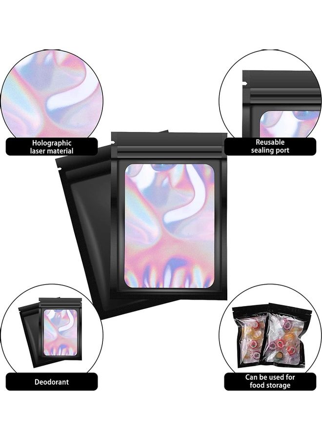 50-Piece Resealable Foil Pouch Set Black 10x15cm