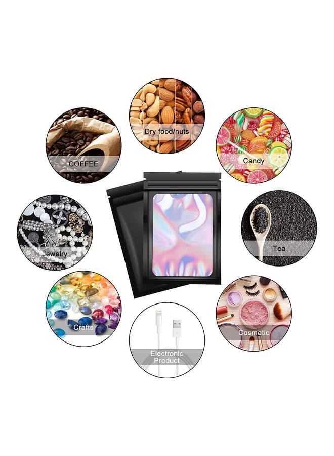 50-Piece Resealable Foil Pouch Set Black 10x15cm