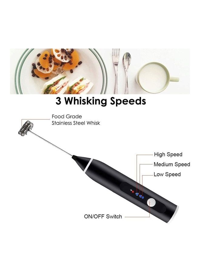 XiuWoo Electric Milk Frother Maker With Whisk Set Black/Silver - Image 2